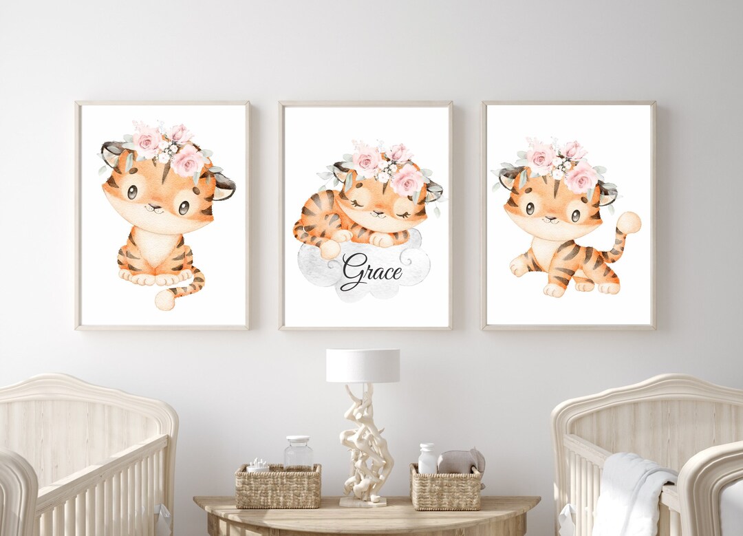 Tiger Nursery Decor Girl Nursery Prints Baby Girl Room Etsy