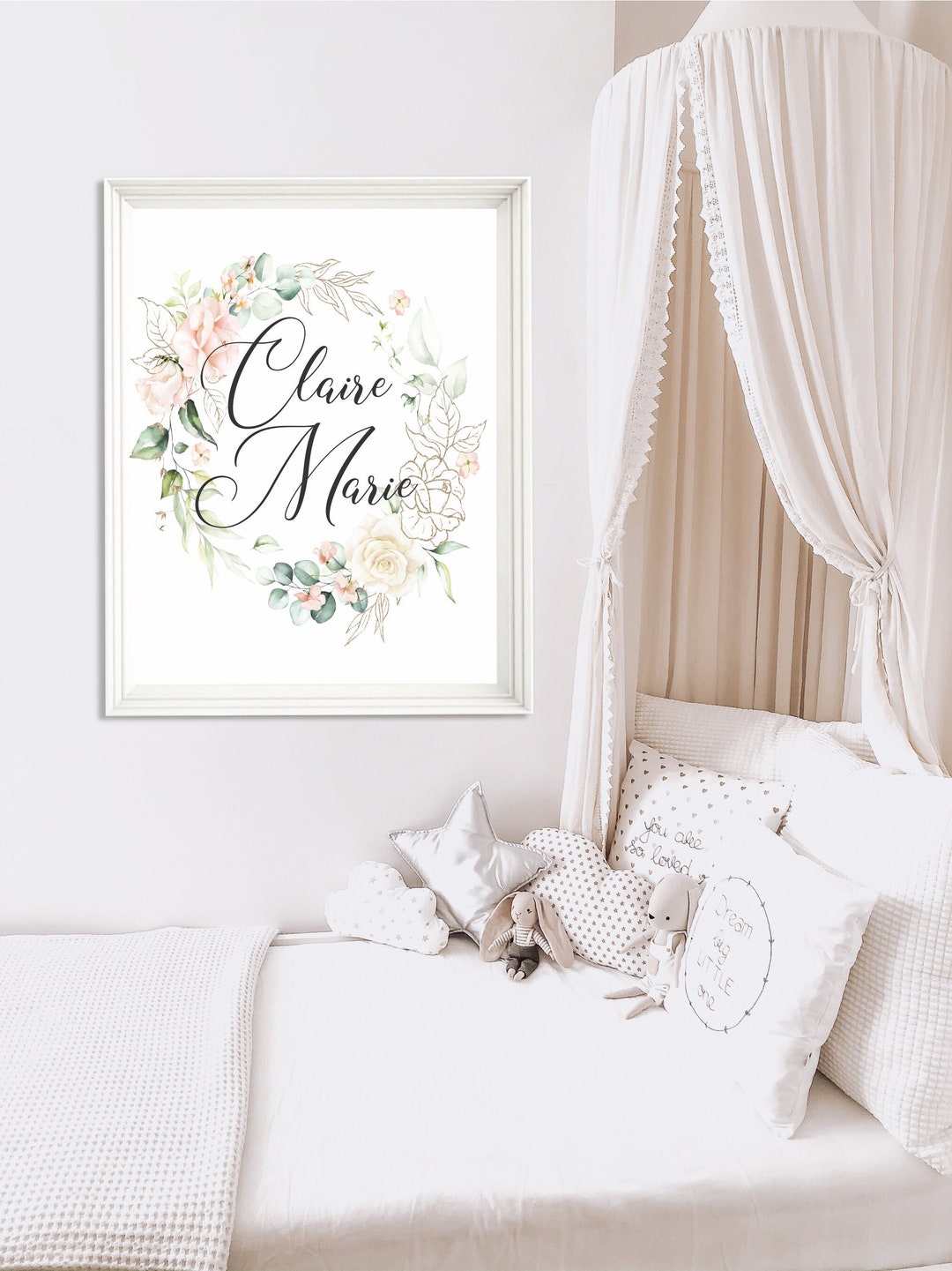 Floral Monogram Nursery Print: Baby Girl Room Decor - Etsy