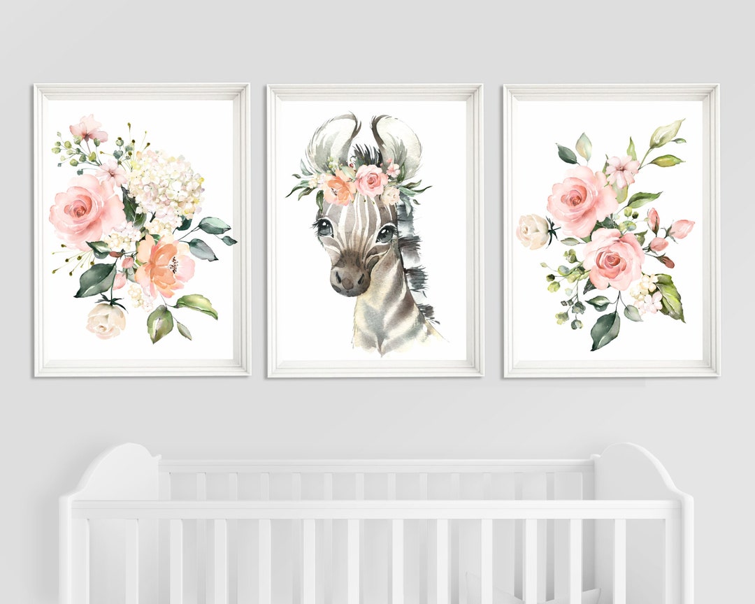 Nursery Girl Decor Nursery Zebra Wall Art Girl Zebra Girl Etsy