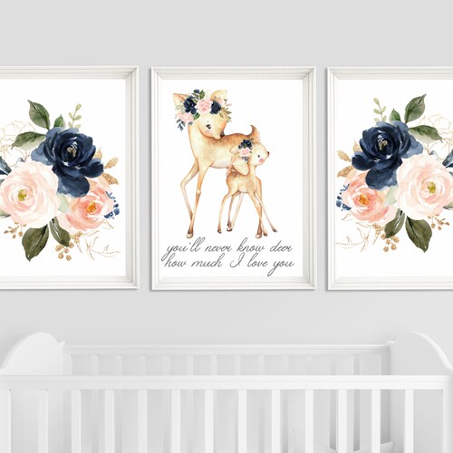 Nursery Decor Girl Boho Deer Nursery Nursery Wall Art Deer Etsy