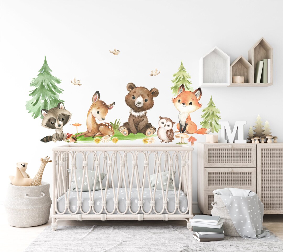 Forest Animals Nursery Wall Decal, Woodland Animals Wall Sticker, Nursery Forest Decal, Gender