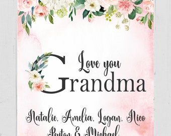 Personalized Grandma Blanket Mother's Day Blanket Grandma Gift Family Blanket Custom Grandma Name Blanket Grandma Christmas Gift - 367