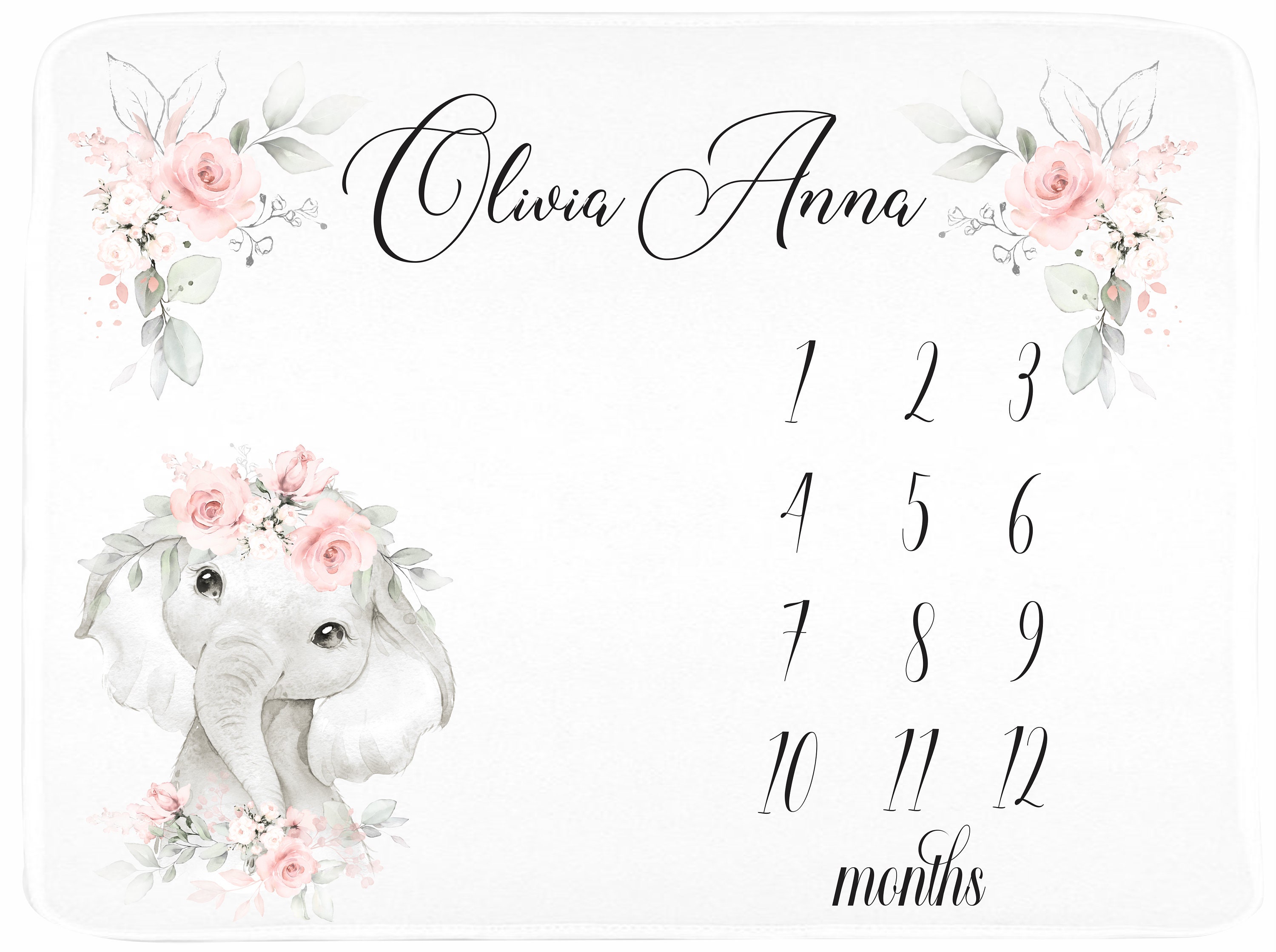 Elephant Baby Month by Month Blanket Baby Age Blanket Etsy