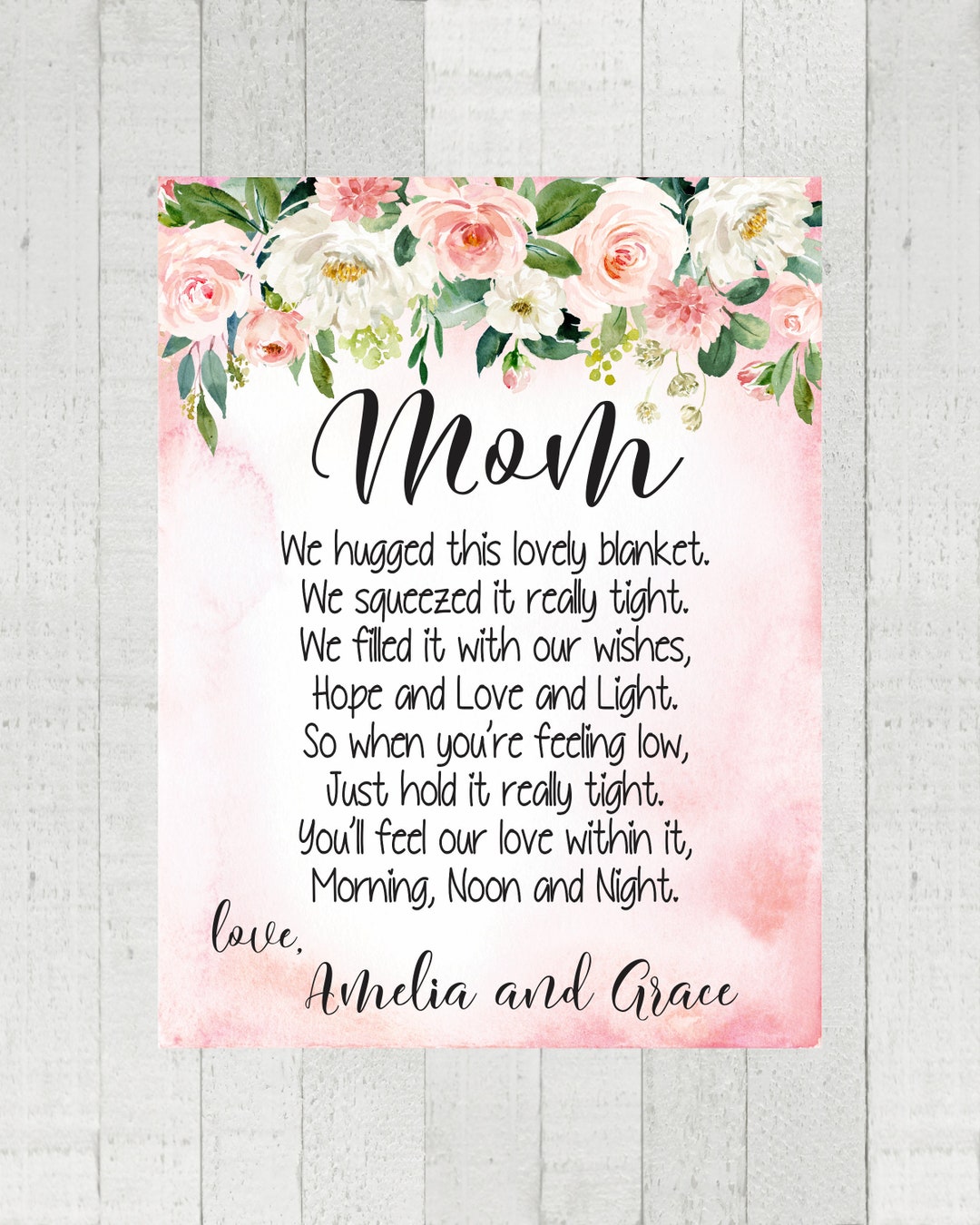 Mother's Day Blanket, Gift for Mom, Grandma Gift, We Hugged This