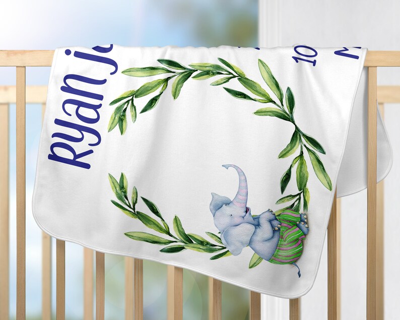 Milestone Blanket Boy Elephant Milestone Blanket Boy Elephant Etsy