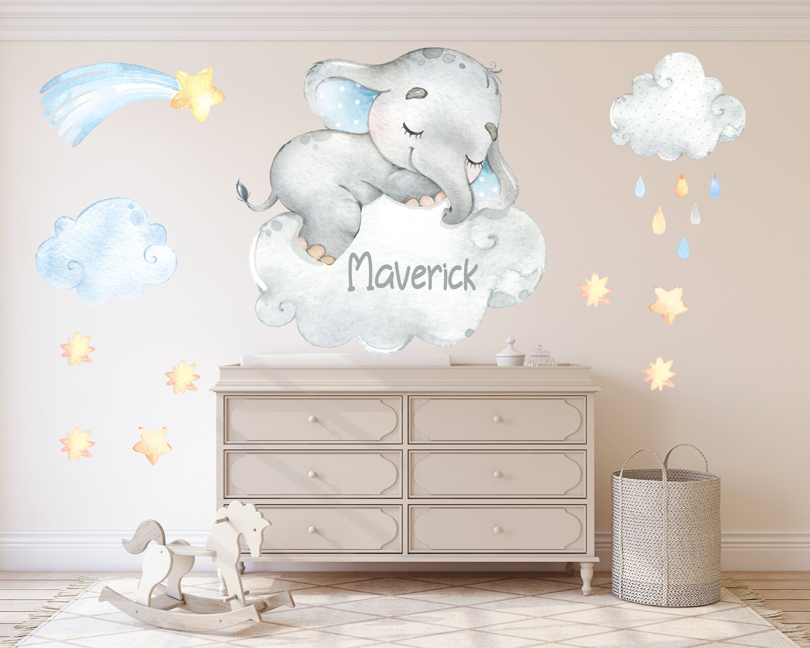 Elephant Nursery Wall Decal Elephant Wall Sticker Wall Etsy