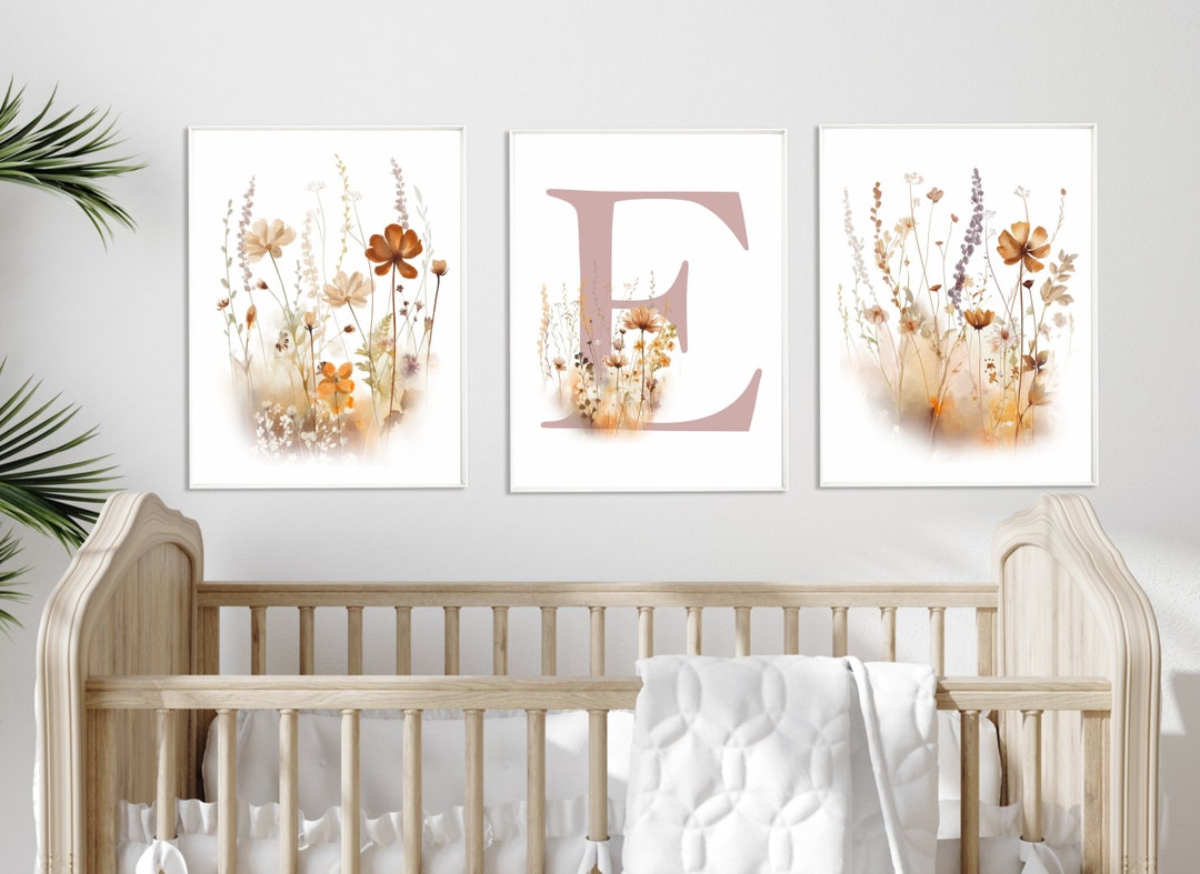 Boho Nursery Wall Art, Wildflower Nursery Decor, Girl Nursery Print ...