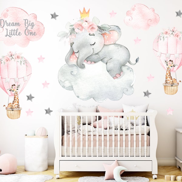 Pink Elephant Wall Decal Etsy