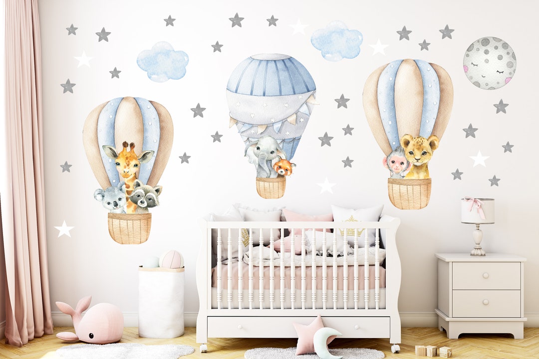 3 Hot Air Balloon Wall Decal Set, Ballon Wall Stickers, Balloon Nursery ...