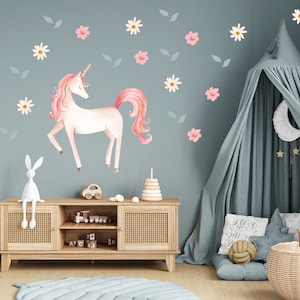 Unicorn Kids Room Decoration, Cute Unicorn Wall Stickers, Watercolour Unicorn  Vinyl Decal, Nursery Unicorn Wall Stickers Girls Bedroom Gift