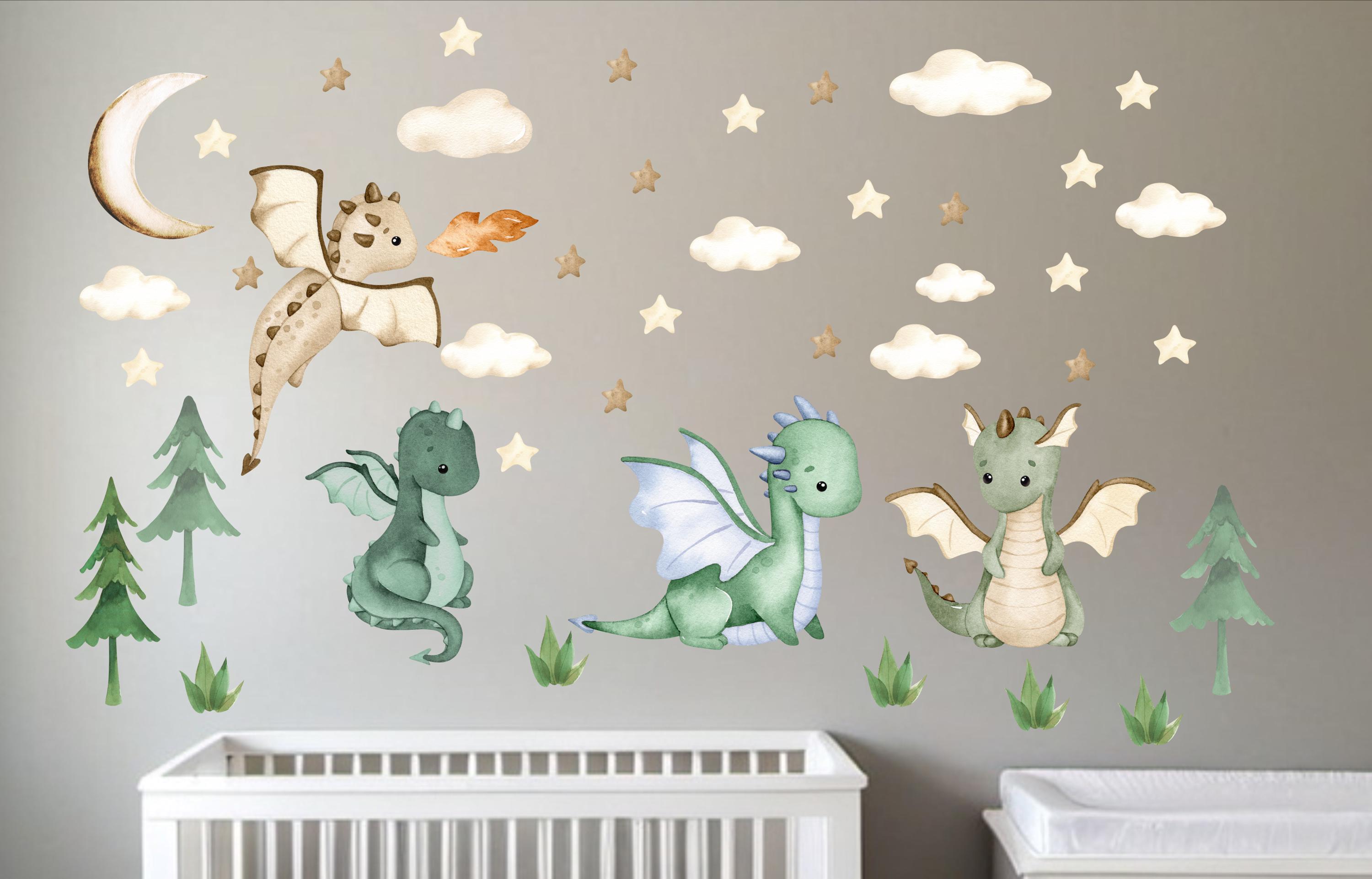 Watercolor Dragon Nursery Wall Decal: Removable Kids Room Decor - Etsy