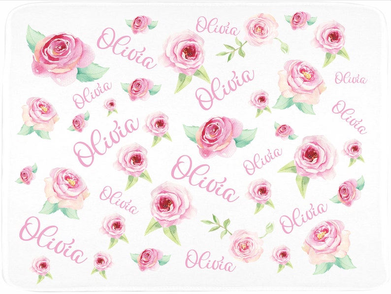 Floral Girl Blanket Baby Monogram Blanket Personalized Floral Blanket Floral Baby Blanket Baby Girl Blanket Baby Gift Baby Shower Gift