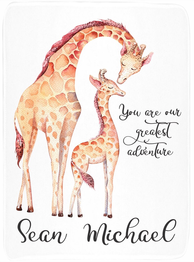 Giraffe Baby Blanket Greatest Adventure Blanket Monogram Etsy