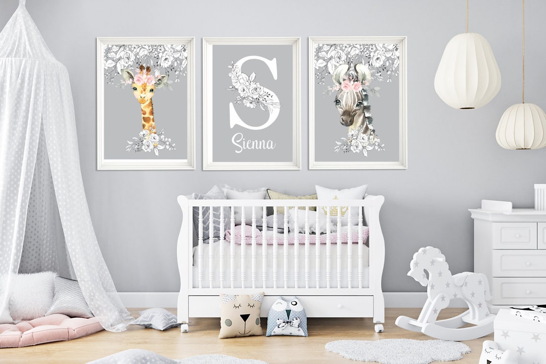 Jungle Animal Nursery Prints: Safari Girl Room Decor, Set of 3 - Etsy