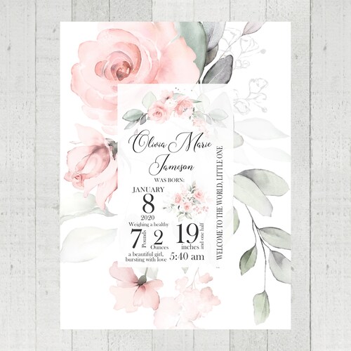 Girl Milestone Blanket Birth Stats Baby Blanket Milestone Etsy