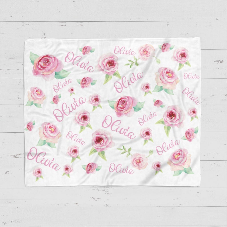 Floral Girl Blanket Baby Monogram Blanket Personalized Floral Blanket Floral Baby Blanket Baby Girl Blanket Baby Gift Baby Shower Gift