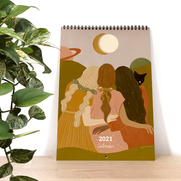 2021 Wall Calendar Tribute To Women by Aleksandra Birch LIMITED EDITION A4 • Art • Women, nature & yoga • Monthly • Illustrated 12 Month
