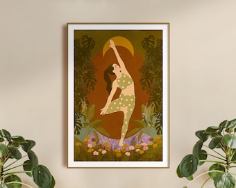 Gratitude • Art Print • A4 • A3 • Plant Lover • Yoga Gift • Girl • Boho decor • Namaste • Yogi • Yoga Pose • Aleksandra Birch