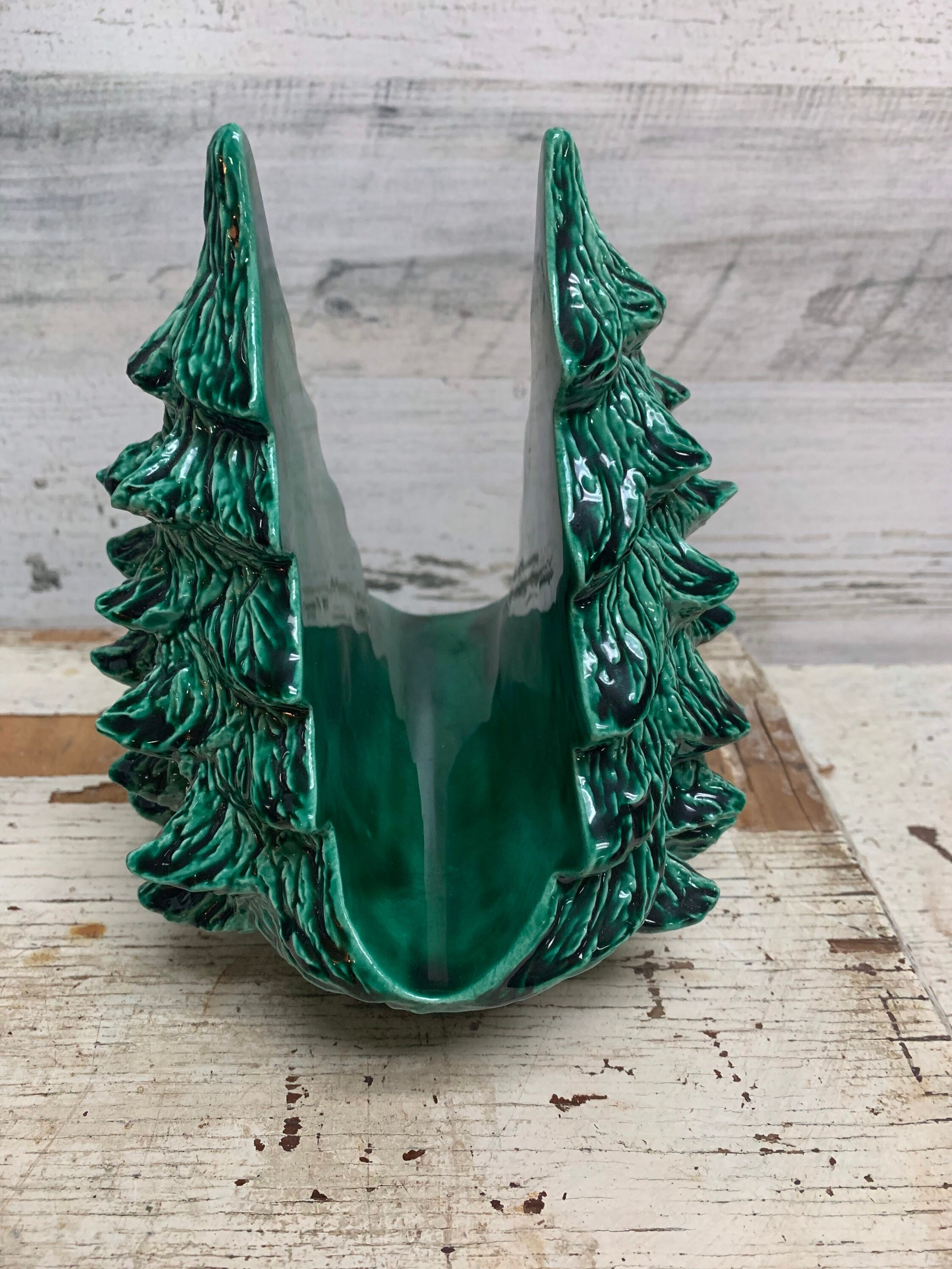 Vintage Ceramic Christmas Tree Napkin Holder and Four Napkin Etsy