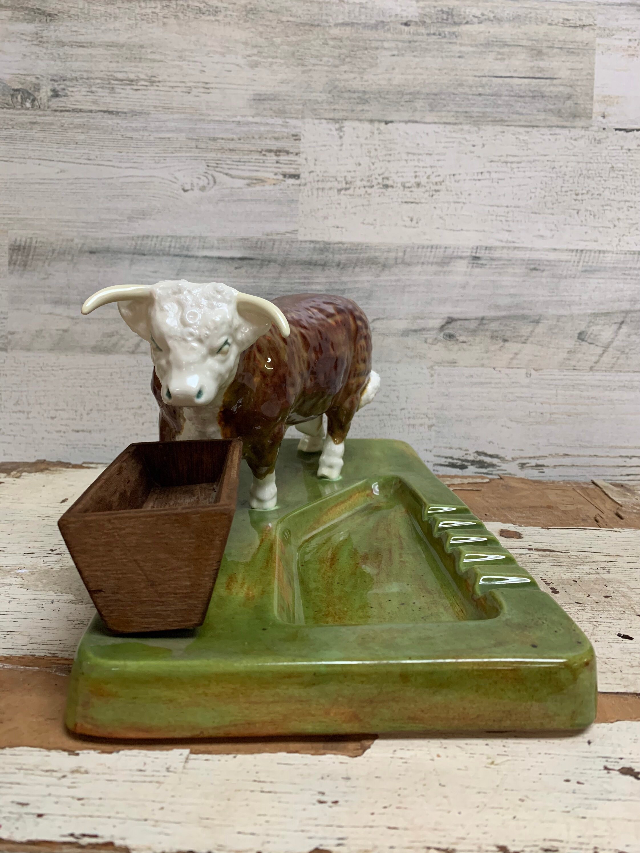 Vintage Holland Mold Ceramic Ashtray Bull Figurine Glazed Etsy