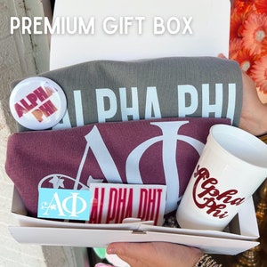 Alpha Phi Sorority Gift Box: Comfort Colors Shirt, Sweatshirt & More!