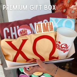 Chi Omega Sorority Gift Boxes | READY TO SHIP! | Sorority Shirts, Sweatshirts, Buttons, Cups, and Stickers | Chi O Merch, Gifts, and Apparel