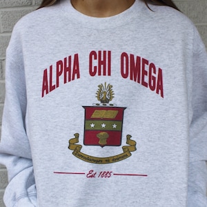 Alpha Chi Omega Crest Sweatshirts and T-Shirts | AXO Sorority Merch, Greek Life Apparel, Big Little Reveal Gift, Preppy Sorority Sweatshirts