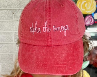 Alpha Chi Omega Embroidered Bean Stitch Hats | Sorority Merch and Greek Life Apparel
