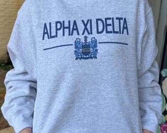 Alpha Xi Delta Classic Crest Sweatshirts and T-Shirts | Sorority Merch and Greek Life Apparel