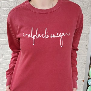 Alpha Chi Omega Script Sweatshirt: AXO Sorority Gift