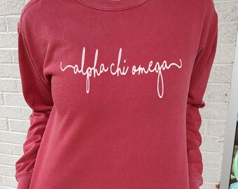 Alpha Chi Omega Script Sweatshirt: AXO Sorority Gift