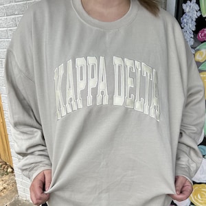 Kappa Delta Sweatshirt: Embroidered Sorority Gift, Sand Crewneck