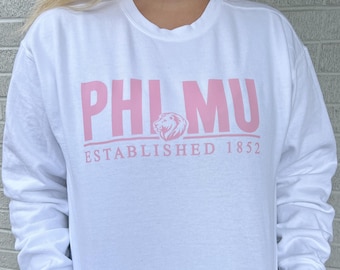 Phi Mu Sorority T-Shirt: Lion Design, Comfort Colors, Big Little Gift