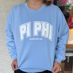 Pi Beta Phi Sweatshirt: Blue and White Sorority Crewneck