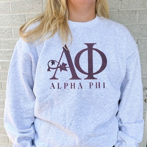 Alpha Phi Sweatshirt: Ash Grey Sorority Greek Apparel