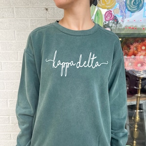 Custom Kappa Delta Shorelines Comfort Colors Sweatshirt | Sorority Merch and Greek Life Apparel