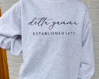 Delta Gamma Sorority Sweatshirt: Scripty DG Greek Apparel