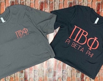 Pi Beta Phi Sorority Shirt - Full Front OR Left Chest Design - Choose Your Colors!