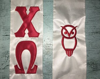 Chi Omega Graduation Stole - Customize With Your Colors, Greek Letters, Crest AND Year!