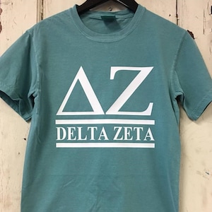 Custom Delta Zeta Sorority T Shirt - Multiple Comfort Colors Styles Available! - 2 Bar Design