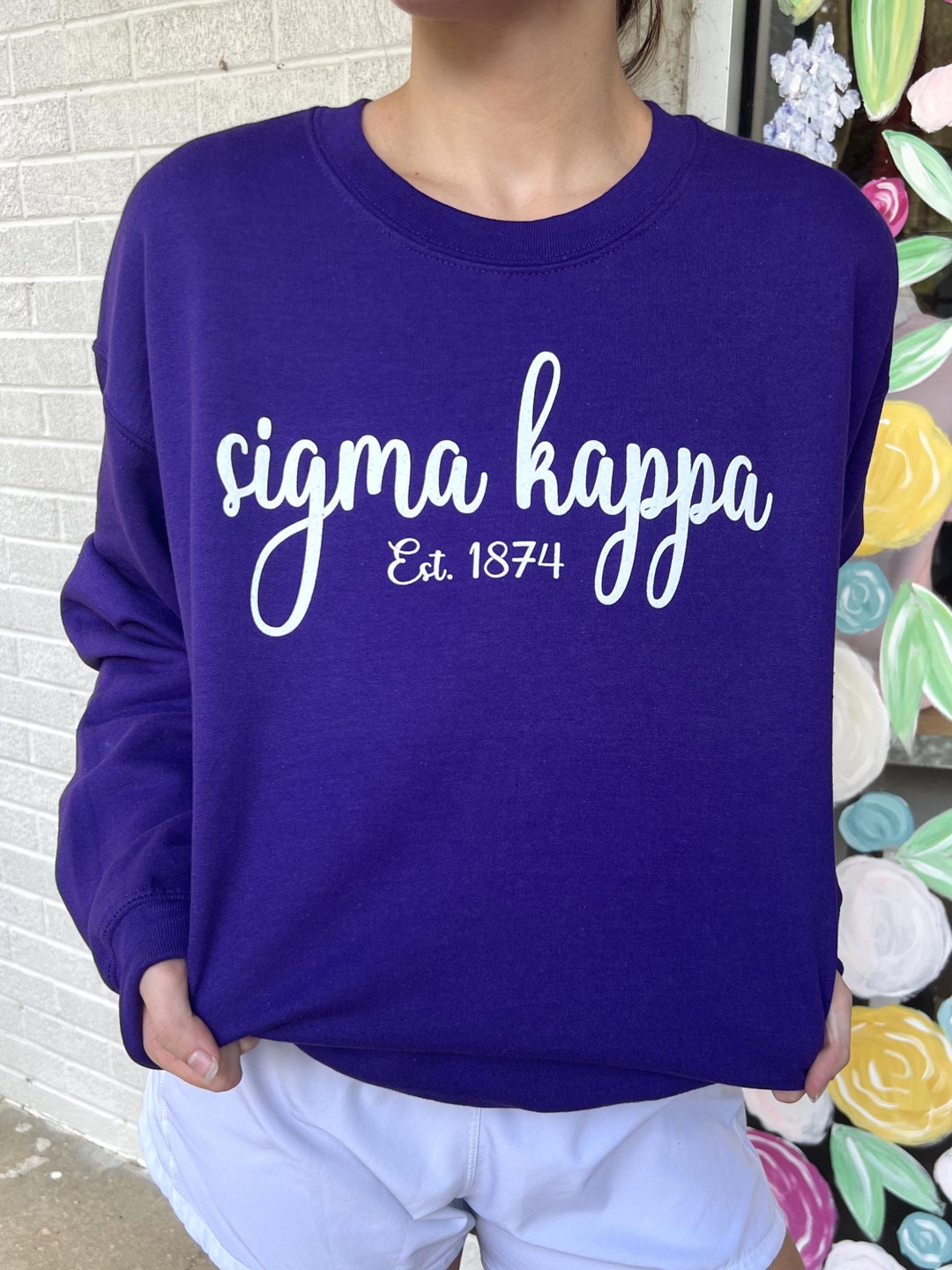 Sigma Kappa Script Purple Sweatshirts READY TO SHIP Sorority Merch and Greek Life Apparel Etsy