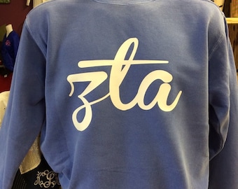 Zeta Tau Alpha Large Script Comfort Colors Sweatshirt