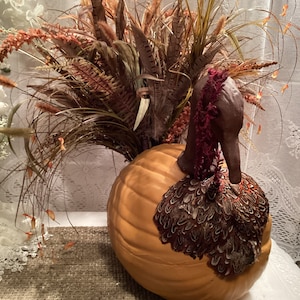 Handmade Thanksgiving Floral Pumpkin Decor Centerpiece