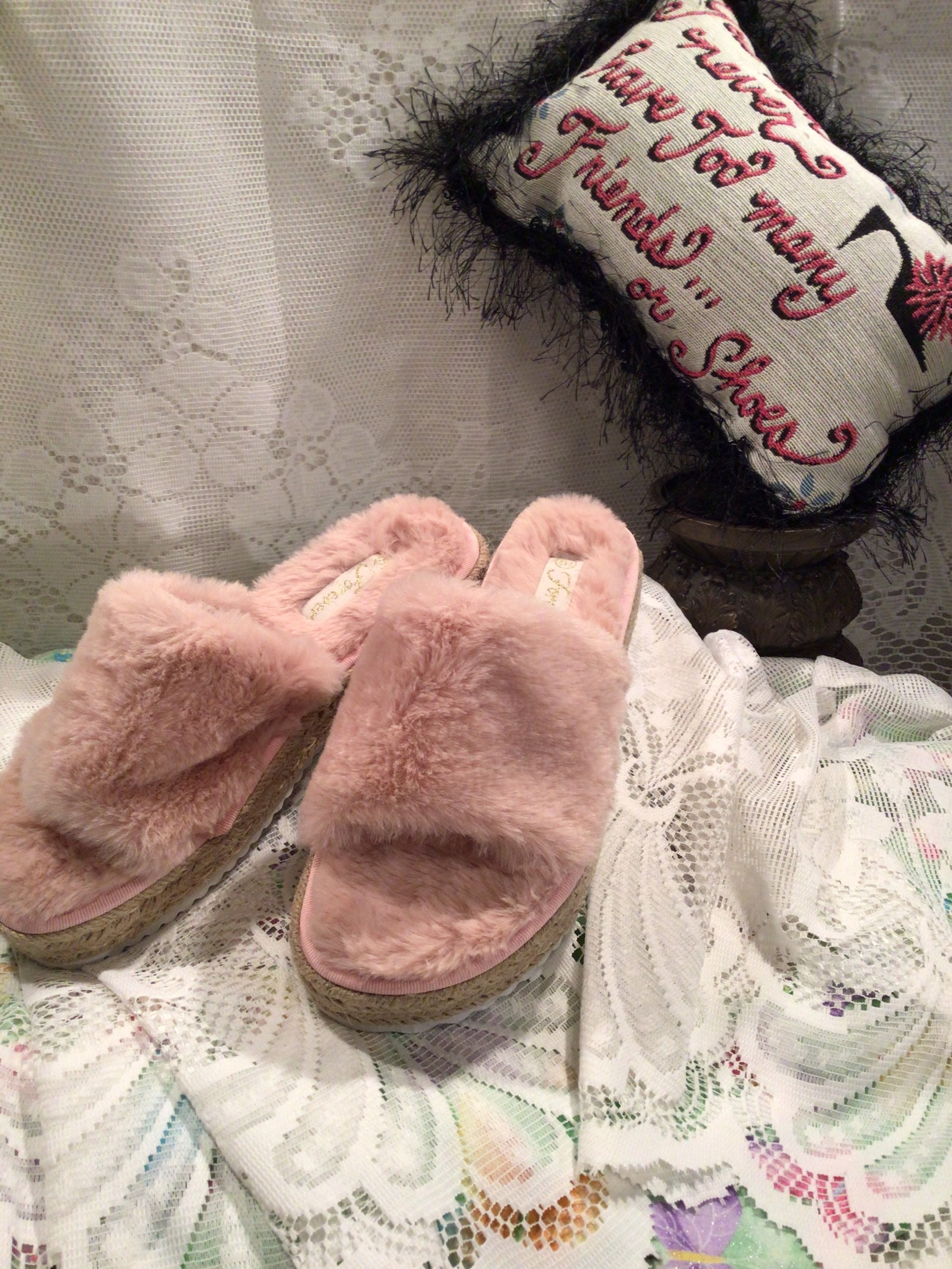 Pink Fur Slippers Etsy