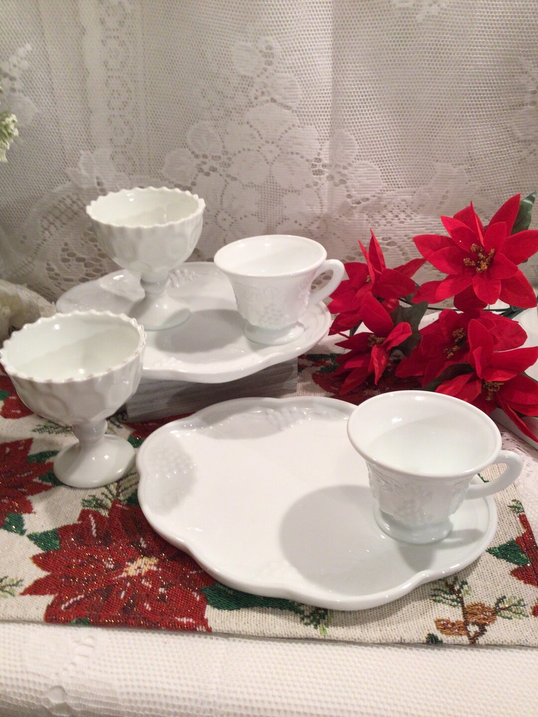 Indiana Glass Colony Harvest Milk Glass Luncheon Plate Set of 2 W/ Milk