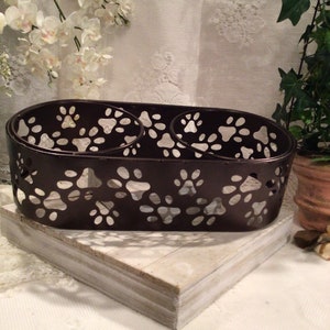 Bronze tone Metal Pet Dish Stand for 2 - 5.5” Bowls