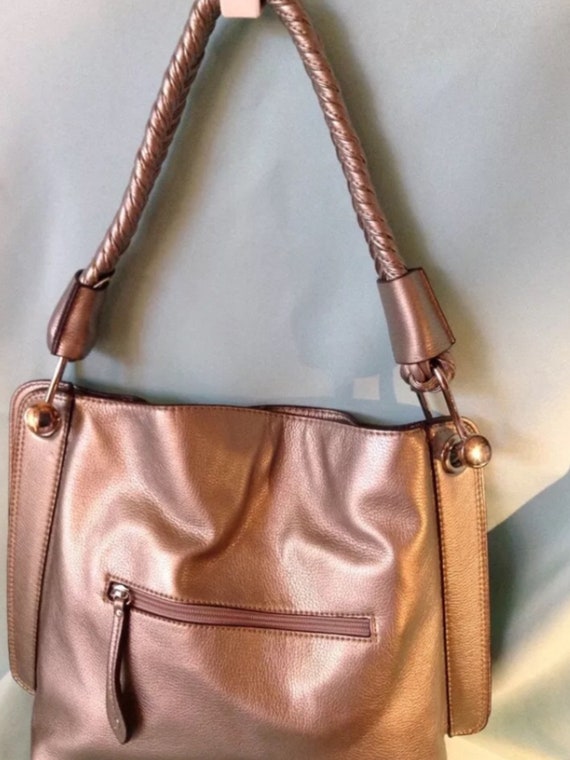 Champagne Metallic Shoulder Handbag