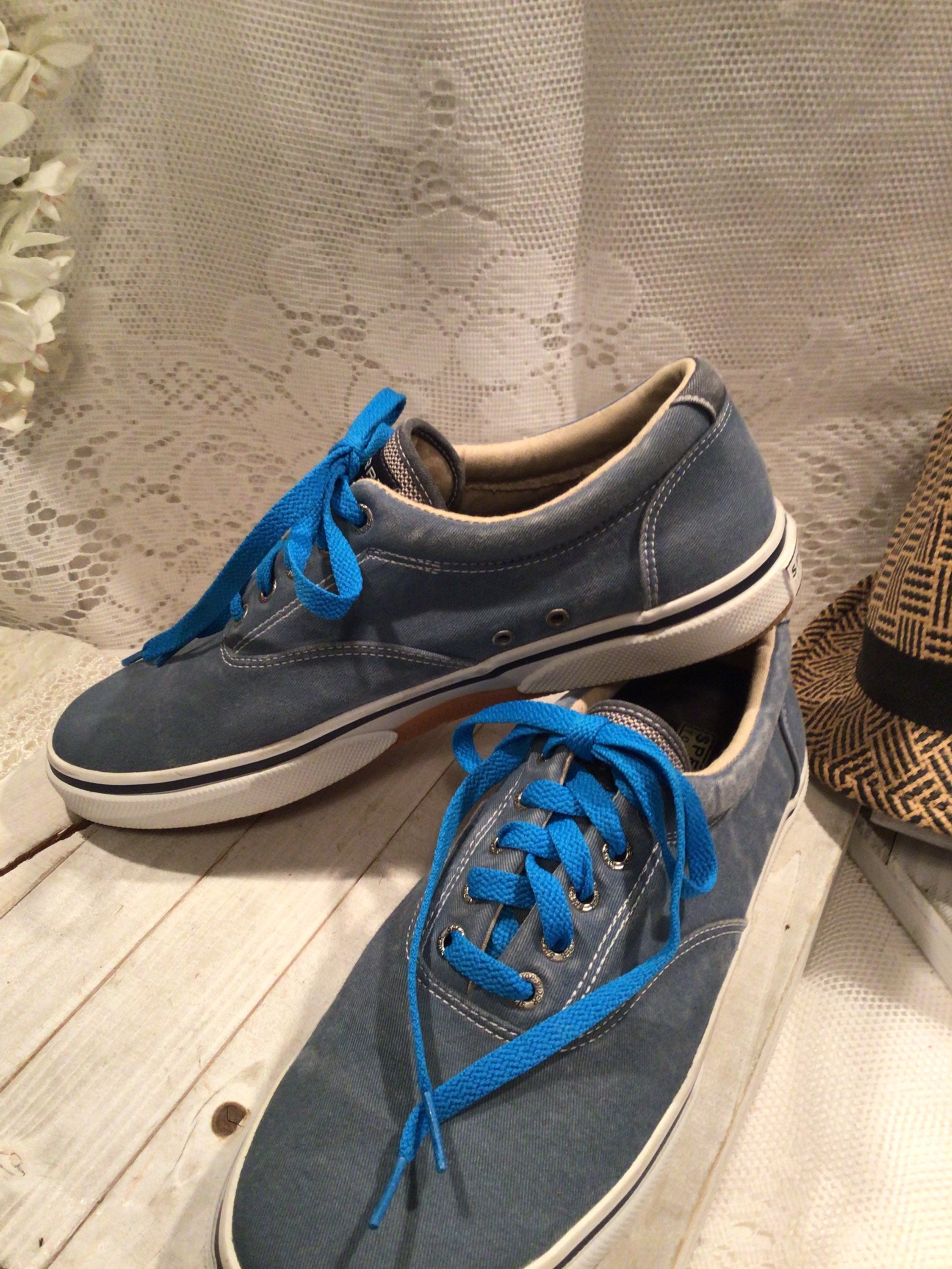 SPERRY Top Sider Mens Boat Shoes Blue Denim Canvas 9M - Etsy display picture 1