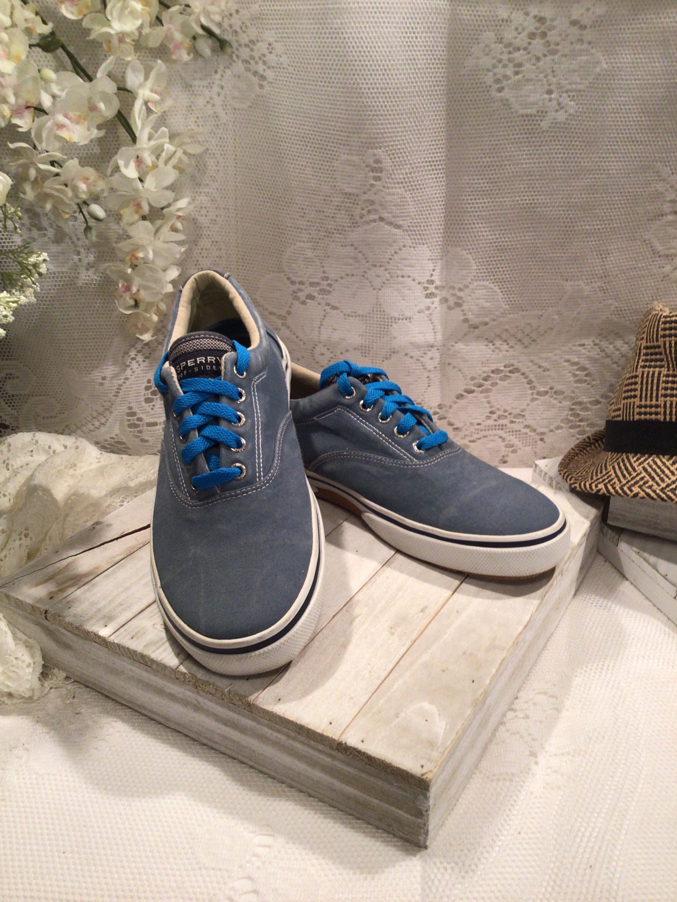 SPERRY Top Sider Mens Boat Shoes Blue Denim Canvas 9M - Etsy