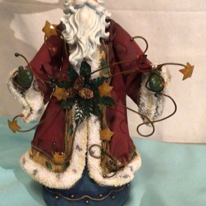 Sac de sable Saint Nicolas vintage avec butée de porte en résine, métal, décoration 12 x 7 po.